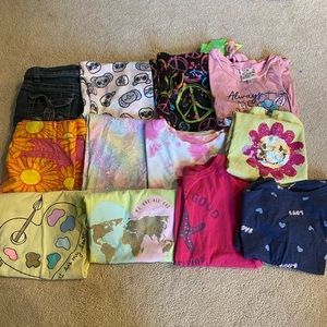 Girls Size 7/8 Summer Bundle 12 items various brands shirt shorts pj Jean shorts